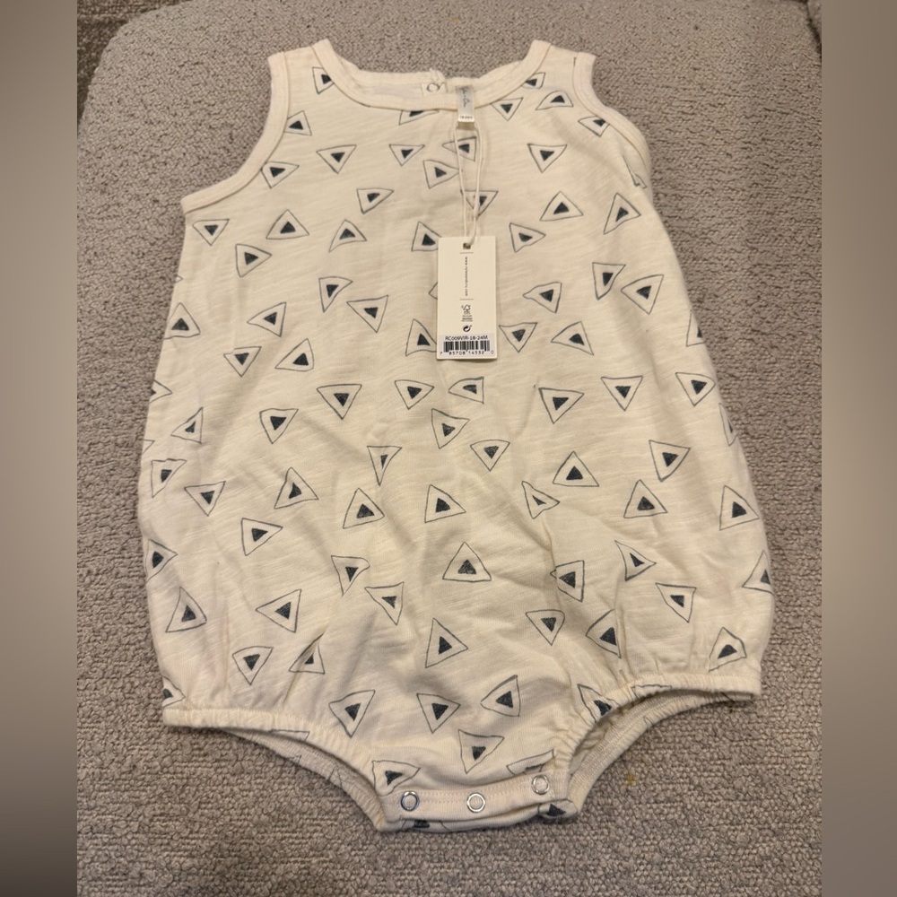 Rylee + Cru Cream and Black Triangle Romper